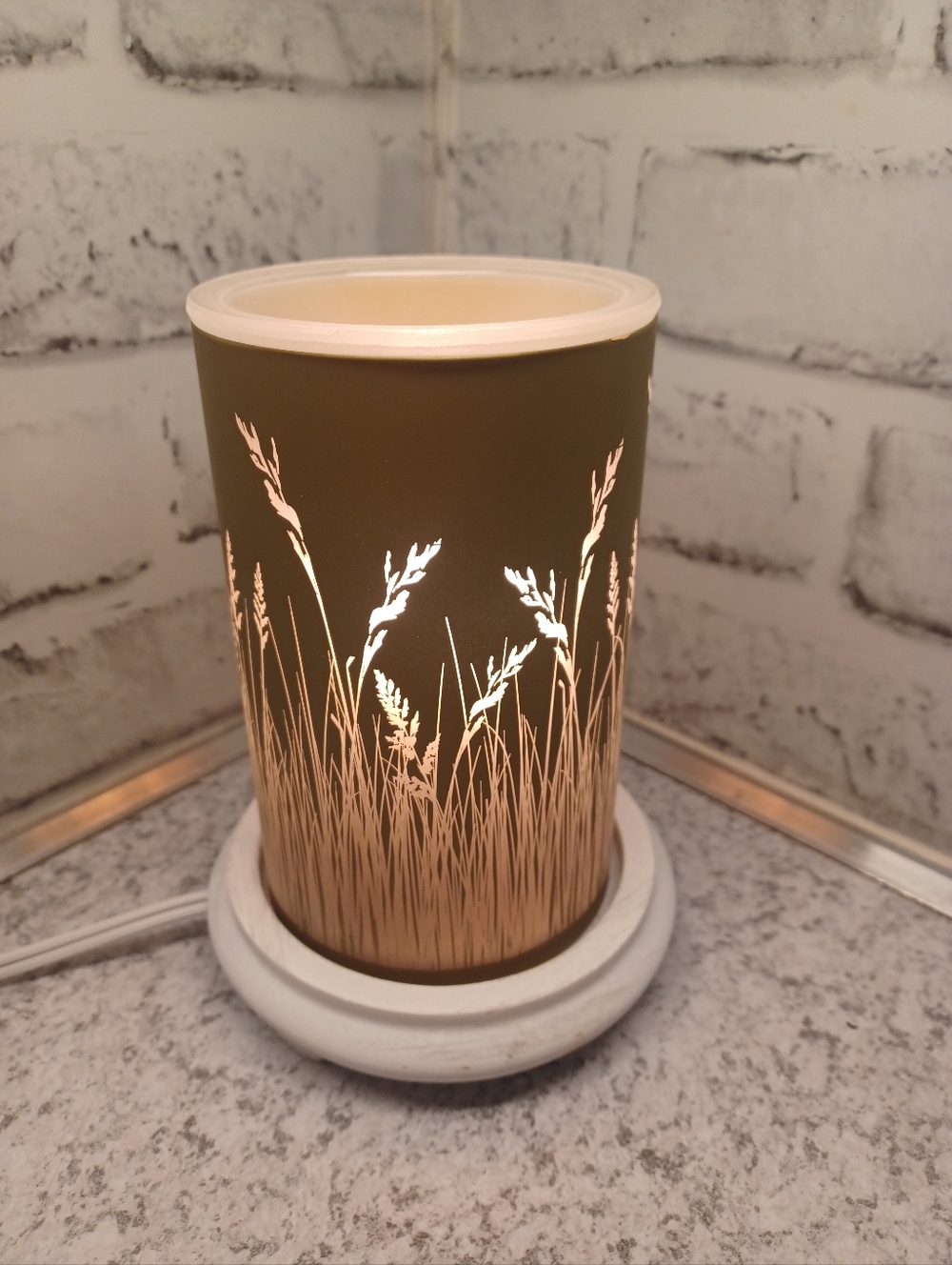 Wheat Fields Wax Warmer Simmer Pot Pink Zebra White Base Gold Warms Oil